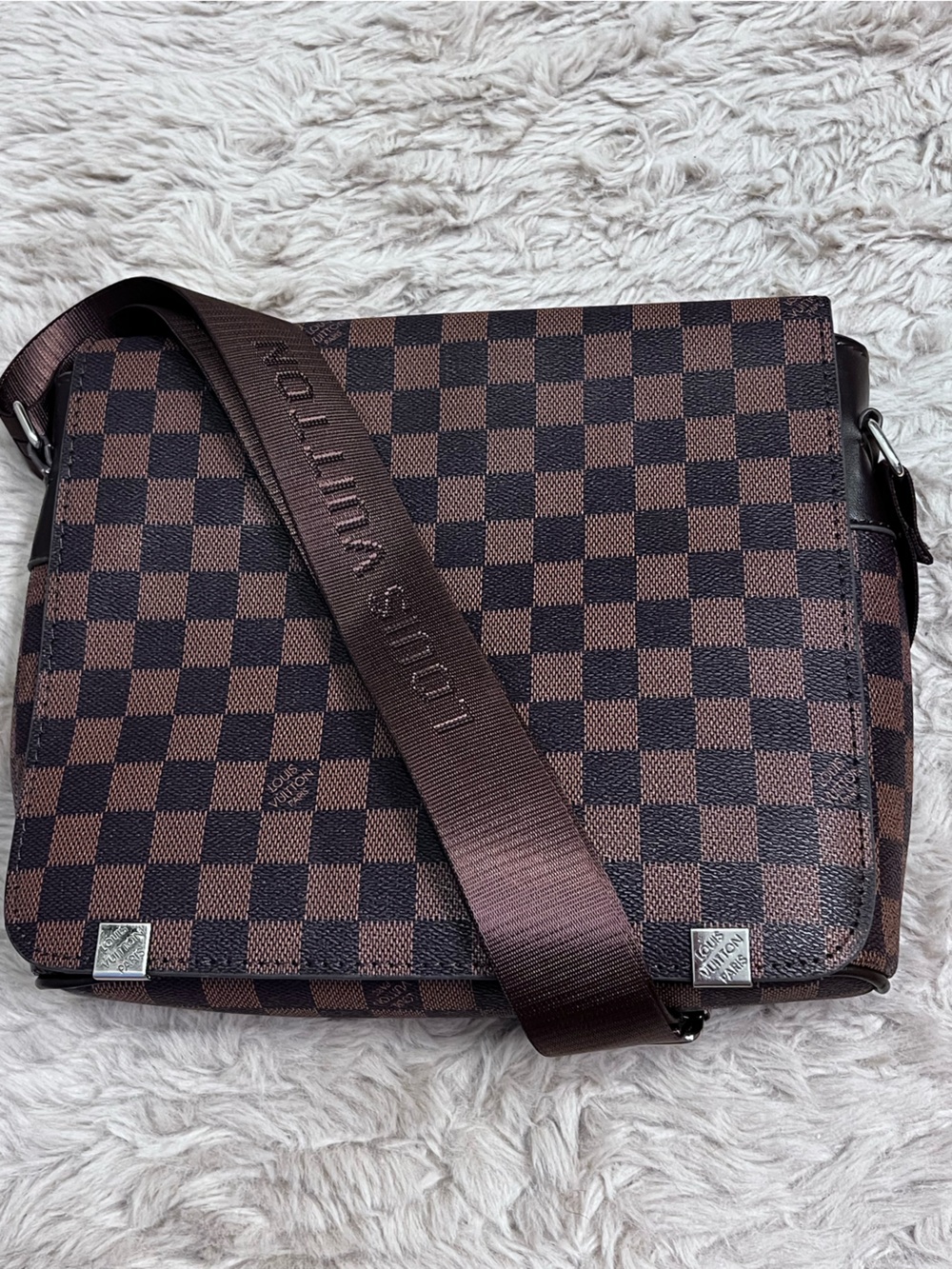 Brown iconic Checkered Messenger Bag